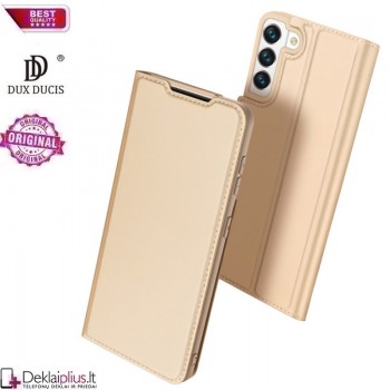Dux Ducis dirbtinės odos viršelis - auksinės spalvos (telefonui Samsung S22)